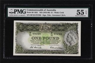 1953 - 60 Commonwealth Of Australia 1 Shillings Pick 30 Pmg 55 Epq About Unc