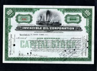 Ug Vtg Stock Certificate - Invincible Oil Corporation 100 Shares 1921