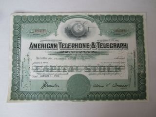 Old Vintage 1956 - American Telephone & Telegraph Co.  - Stock Certificate - At&t