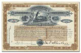 Schuylkill And Lehigh Valley Railroad Company Stock Certificate
