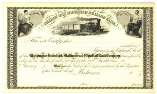 Washington Branch Of The Baltimore And Ohio Rail Road Company Stock Certificate