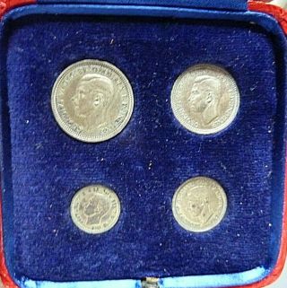 1948 Great Britain Uk Maundy Money Boxed 4 Coin Set Estate