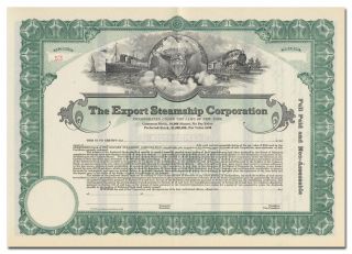 Export Steamship Corporation Stock Certificate (vignette)