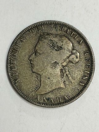1886 25 Cents Victoria Dei Gratia Regina Canada Silver Coin