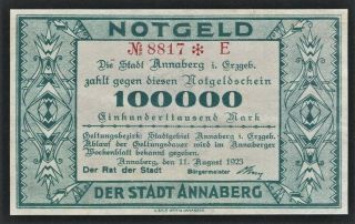 Vad - Annaberg - 100,  000 Mark Inflation Note - 1 A/u