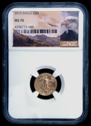 2015 Eagle G$5,  $5 Gold American Eagle,  Ngc Ms 70,  1/10 Oz