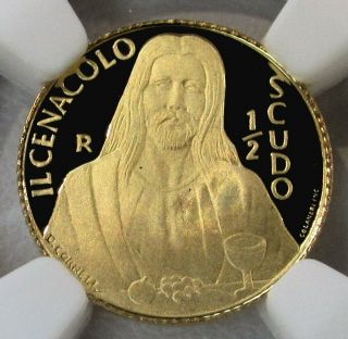 1998 Gold San Marino 1/2 Scudo Jesus Last Supper Coin Ngc Proof 69 Ultra Cameo