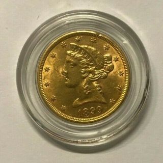 Gold,  Coin,  U.  S. ,  1899,  Bullion,  Unc. ,  Half Eagle,  $5,  Money,  Pre 1933,
