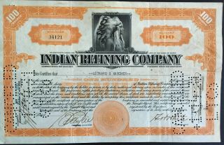 Indian Refining Company Stock 1930.  Inc.  In 1904 Havoline® Trademark.  Now Texaco
