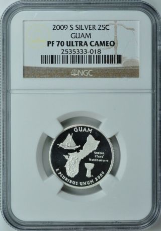 2009 - S Guam Silver Proof Quarter 25c Ngc Pf70 Ultra Cameo