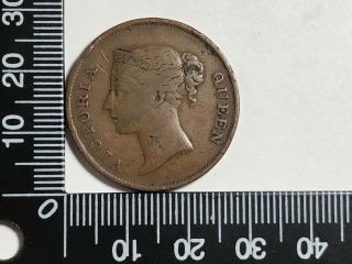 1862 India Straits Settlements 1 Cent Queen Victoria Copper Coin KM 6 3