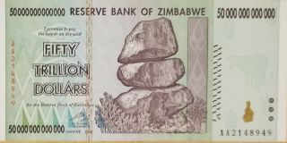 1 - 100 Trillion & 1 - 50 Trillion Zimbabwe Currency 2008 AA 2 Notes 3