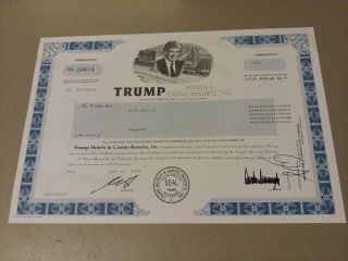 Trump Hotels & Casino Resorts Inc Stock Certificate Donald 2