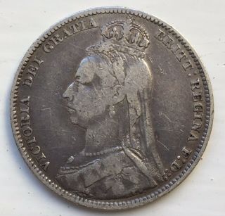 1891 Uk Great Britain Shilling - Queen Victoria Jubilee Head -.  925 Silver