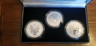 2006 American Eagle 20th Anniversary 3 Silver Coin Set Proof,  Reverse Proof,  Unc 7