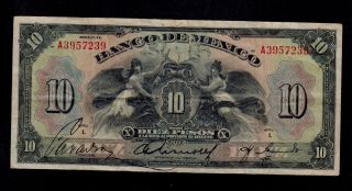 Mexico 10 Pesos Nd (1934) Serie I Pick 22h Vf.