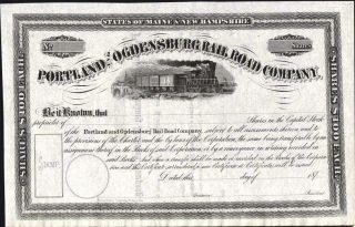 Portland And Ogdensburg Rail Road Co,  Of Hampshire,  187 -,  Unissued,  Crisp Sk