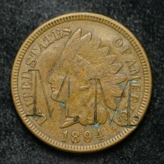 1894 Indian Head Cent Counter Stamped Mm On Obverse Cs On Reverse (bb2911)