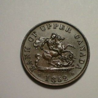 1852 Bank Of Upper Canada One Half Penny Token / Sharp