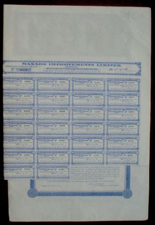 Brazil Manaos Improvements Bond 20 £ 1910 unc,  coupons print by Waterlow & Sons 2
