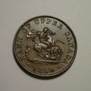 1850 Bank Of Upper Canada One Half Penny Token / Sharp