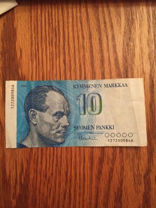 Finland 10 Markkaa 1986 Suomi Bill