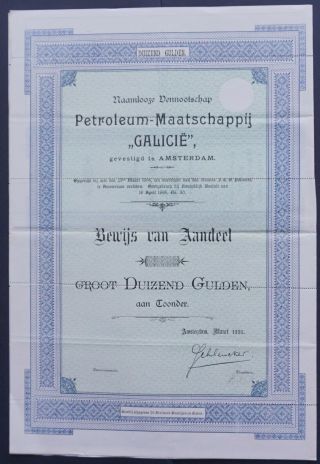 Ukraine/poland /austria - Petroleum Company Of Galicia - 1895 - Share Specimen