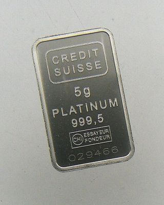 5 Gram Credit Suisse " Liberty " Platinum Bar 029466 Not
