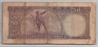 559 - 0065 TURKEY | CENTRAL BANK,  50 LIRA,  L.  1930/1964,  PICK 175a,  VG - F 2