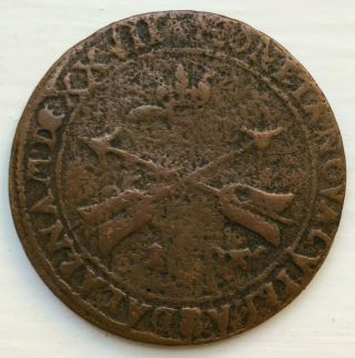1627 Sweden 1 Ore Gustaf Ii Adolf Copper (type 1 Arrows/value Below) Sm 131 Rare