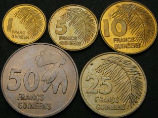 Guinea 1,  5,  10,  25,  50 Francs 1985/1987/1994 - 5 Coins - 644 ¤