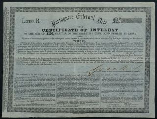 Portugal - Portugese External Debt - 1856 - Certificate Of Interest - Letter B