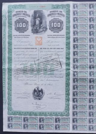 Mexico - Banco De Londres Y Mexico - 1905 - Share For 100 Pesos Queen Victoria