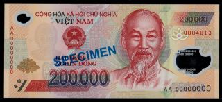 Vietnam 200,  000 Dong Polymer Specimen Unc