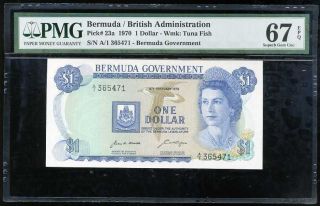 Bermuda 1 Dollars 1970 P 23 Gem Unc Pmg 67 Epq High