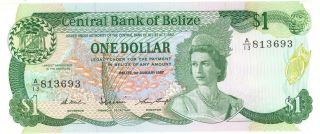 Belize $1 Dollar Currency Banknote 1987 Xf/au