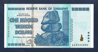 [an] Zimbabwe 100 Trillion Dollars 2008 P91 Unc