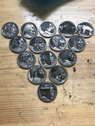 Fifteen Bulk Hobo Nickel Coin Art Real Hand Carved