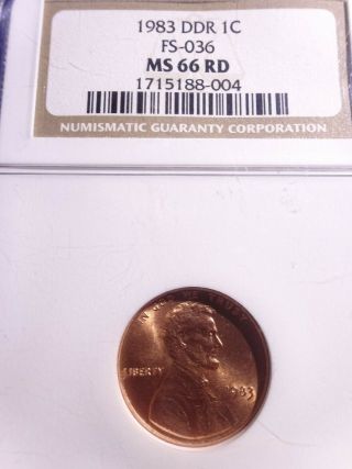 1983 Doubled Die Reverse Lincoln Cent Ngc Ms 66 Red Fs - 036