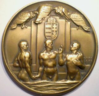 Bronze Medal By L.  Greff 25th Anniversary Of The Hungarian Swimming As.  1907 - 1932