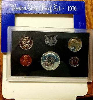 1970 S United States Proof Set With Silver Kennedy Half & Box