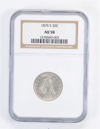 Au58 1875 - S Liberty Seated Twenty Cent Piece - Graded Ngc 4371