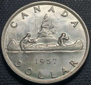 1957 Canada Silver $1 Dollar Coin Ms 80 Silver