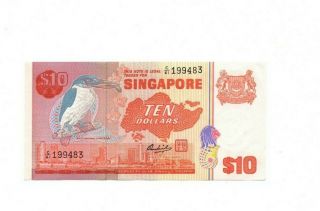 Bank Of Singapore 10 Dollars 1976 Aunc