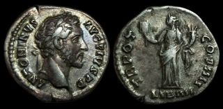Antoninus Pius Ar Denarius,  Ad 145 - 161.  Rome.  Realistic Bust Toning