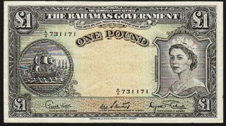 Bahamas 1953 1 Pound Note P15d Vf/ef