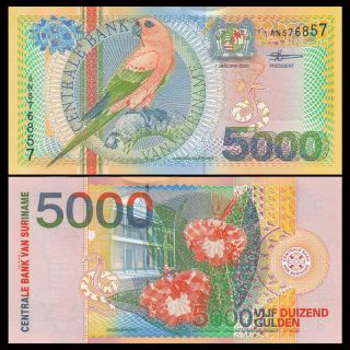Suriname 5000 5,  000 Gulden,  2000,  P - 152,  Unc