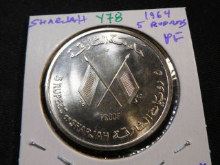 Y78 Uae Sharjah 1964 Silver 5 Rupees Jfk Proof Scarce