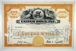 United Drug,  Inc. ,  1934 25 Shrs Capital Stock I/c Certificate,  Fine Abnc