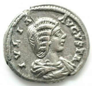 Roman Imperial Julia Domna,  Augusta 3.  25gr,  193 - 217.  Denarius Ar/ :ivlia Avgvst